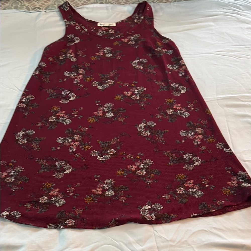 Elegant Floral Burgundy Mini Dress